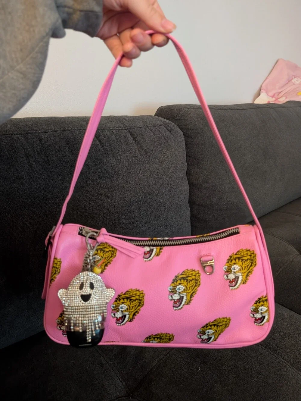 Min And Mon Neon Pink Adjustable Leather Shoulder Bag